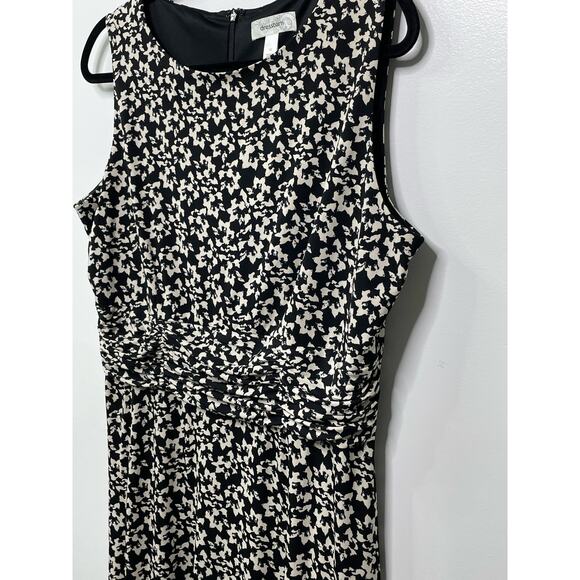 DressBarn Ditsy Floral Print Ruched Sleeveless Midi A-Line Dress Womens Plus 16 - Picture 4 of 11